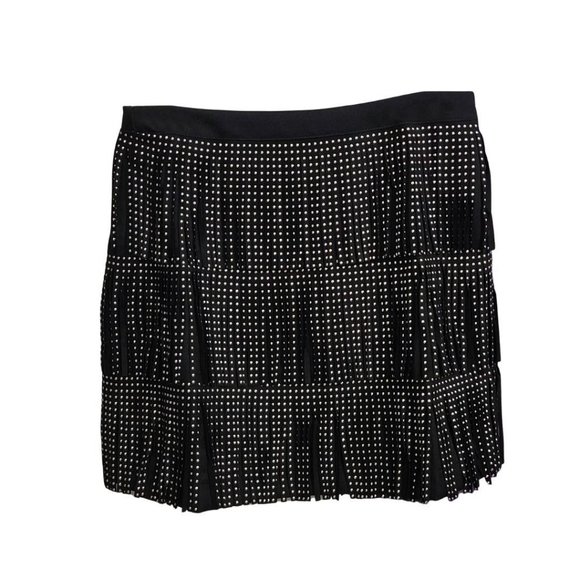 Main Strip Stud Fringe Black Mini Skirt LS40298 - Picture 9 of 11